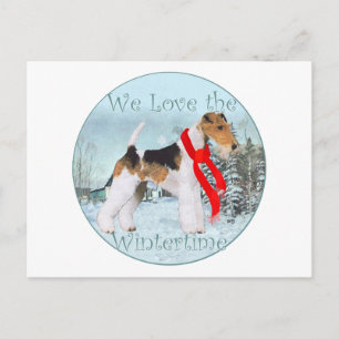 Cartão Postal De Festividades Wire Fox Terrier Natal
