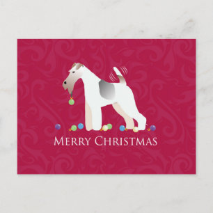 Cartão Postal De Festividades Wire Fox Terrier Silhouette Christmas Design