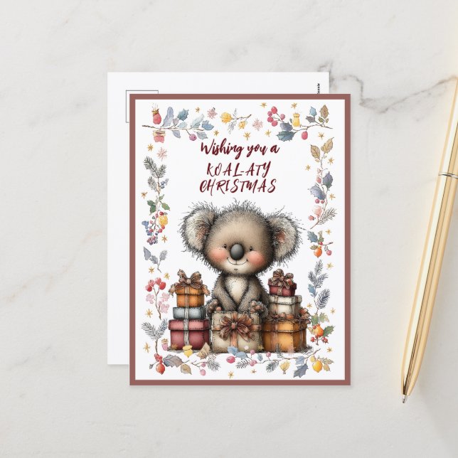 Cartão Postal De Festividades Wishing You A Merry KOAL-ATY Christmas (Frente/Verso In Situ)
