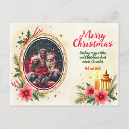 Cartão Postal De Festividades With own photo Holly & Hearth