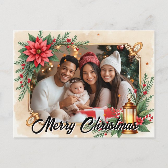 Cartão Postal De Festividades With own photo Lantern & Laughter (Frente)