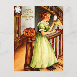 Cartão Postal De Festividades Woman & Jack O' Lantern