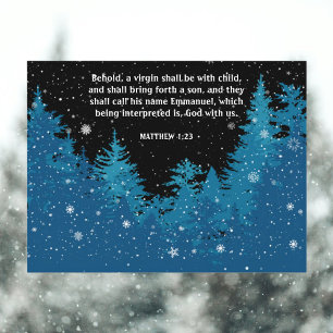 Cartão Postal De Festividades Woodland Matthew KJV Verse Natal