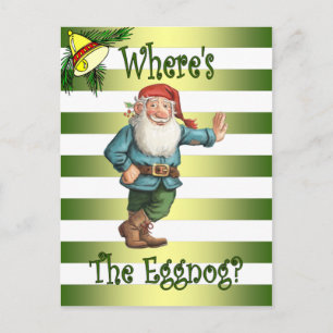 Cartão Postal De Festividades Workshop sobre papais noeis ~ Eggnog Elf~ Natal ~H
