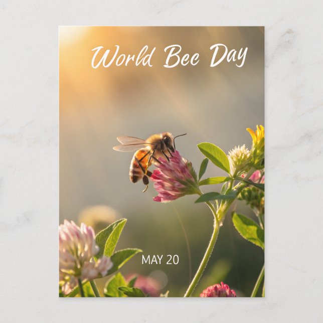 Cartão Postal De Festividades World Bee Day Honeybee Floral Art (Frente)