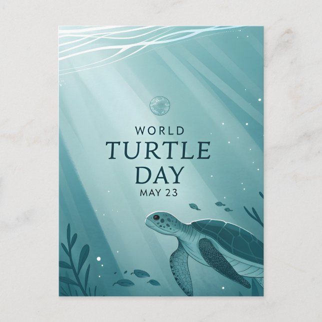 Cartão Postal De Festividades World Turtle Day Underwater Sea Turtle Art (Frente)