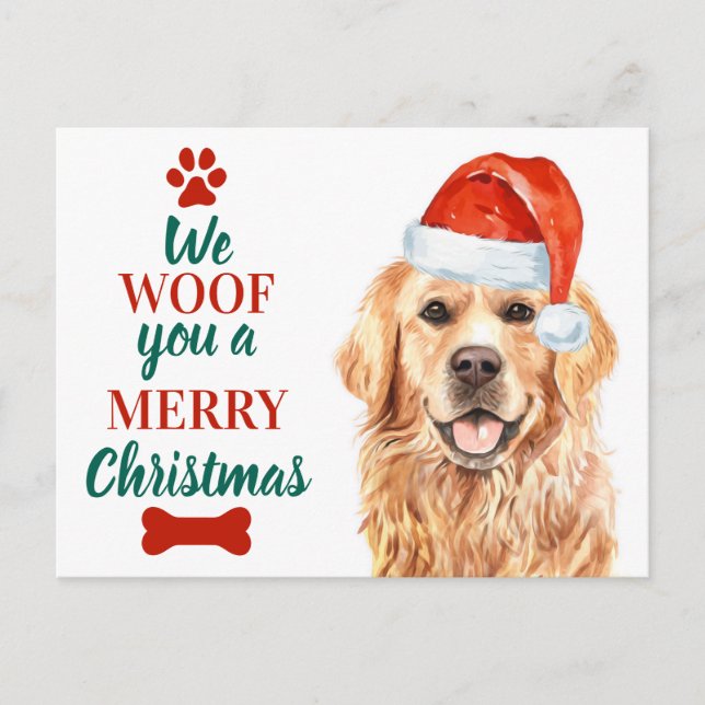 Cartão Postal De Festividades Woth, Feliz Ouro de Cachorro Feliz de Natal (Frente)