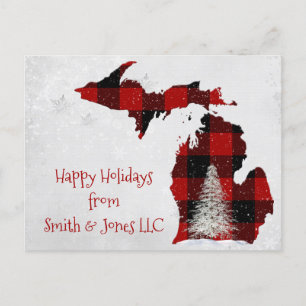Cartão Postal De Festividades Xadrez de Buffalo de Michigan de Natal