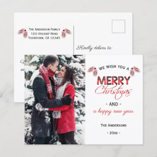 Cartão Postal De Festividades Xadrez de Buffalo Pinecone Foto de Natal