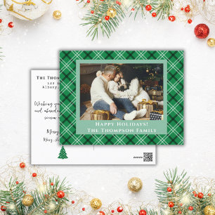 Cartão Postal De Festividades Xadrez de Buffalo Verde  Um Natal para Fotografias