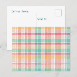 Cartão Postal De Festividades Xadrez Escocês Multicolorido