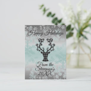 Cartão Postal De Festividades Xadrez Reindeer Snowflakes Natal Personalizado