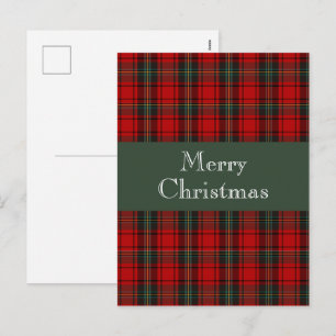 Cartão Postal De Festividades Xadrez vermelho e verde