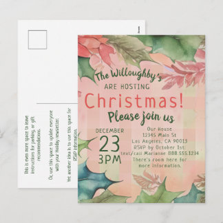 Cartão Postal De Festividades Xadrez Vermelho Verde Tradicional Férias de Natal