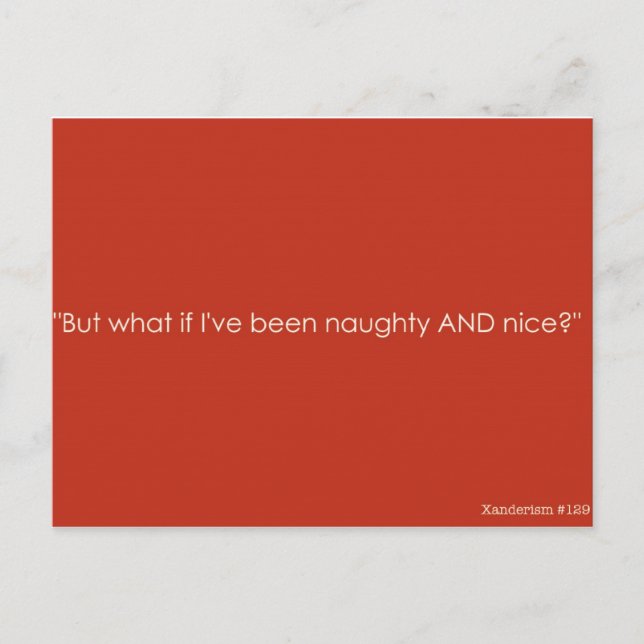 Cartão Postal De Festividades Xanderism #129 Christmas Postcard Naughty&Nice red (Frente)