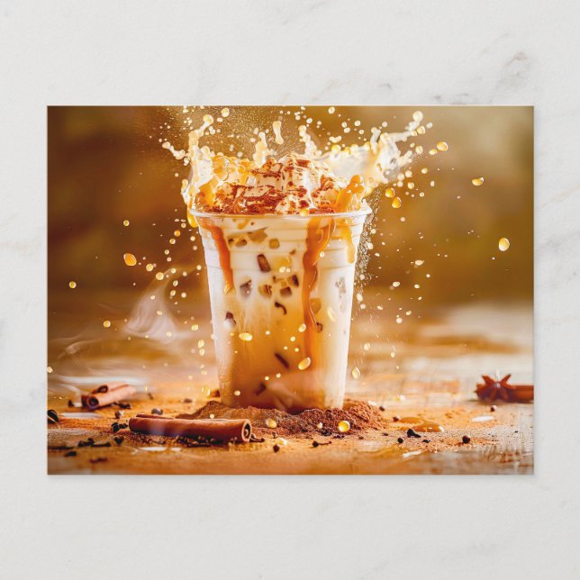 Cartão Postal De Festividades Xelim de café com flocos de chocolate (Frente)