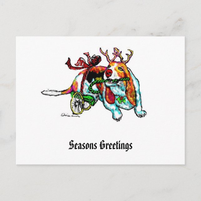 Cartão Postal De Festividades Xmas Disability Hound Postcard (Frente)