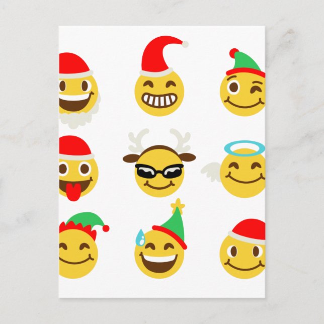 Cartão Postal De Festividades xmas emoji faces felizes (Frente)