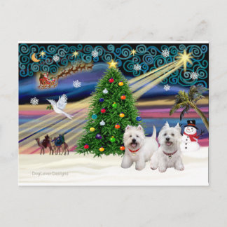 Cartão Postal De Festividades XMAS MAGIC-WestiePAIR5and8