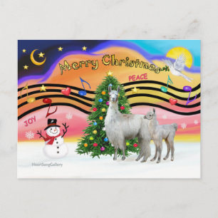 Cartão Postal De Festividades Xmas Music 2 - Llama Mama e Bebê