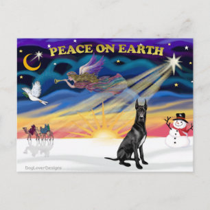 Cartão Postal De Festividades XmasSunrise-Black Great Dane