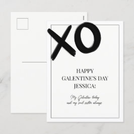 Cartão Postal De Festividades XOXO Black and White Bestie Name Galentine's Day