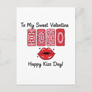 Cartão Postal De Festividades XOXO Para Meu Doce Valentim - Feliz Dia do Beijo L