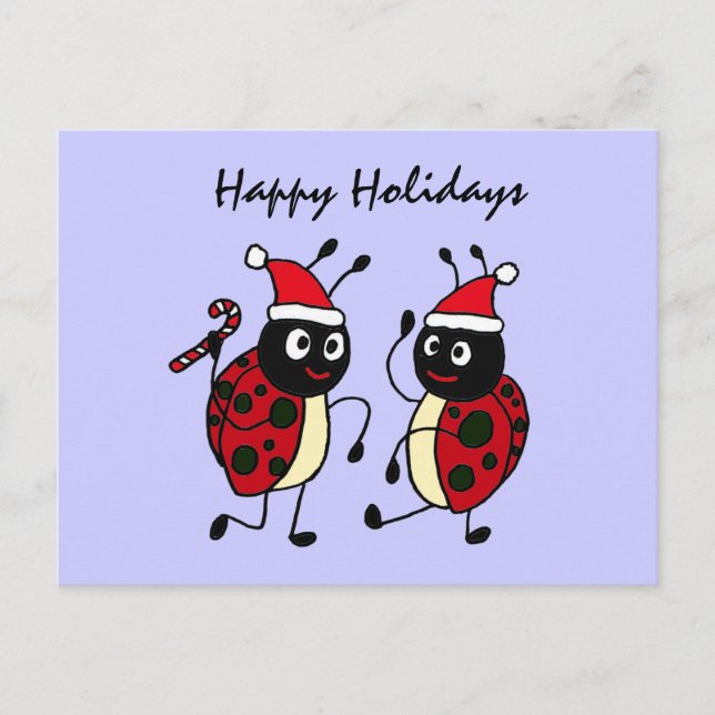 Cartão Postal De Festividades XX - Damybugs Dançantes Vestindo Papai Noel (Frente)