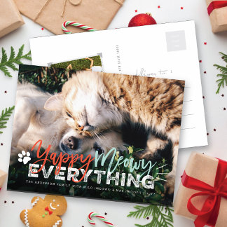 Cartão Postal De Festividades Yappy Meowy All Dog and Cat Pet Lover Foto