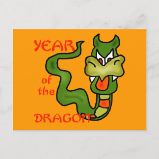 Cartão Postal De Festividades Year of the Dragon with Cartoon Dragon
