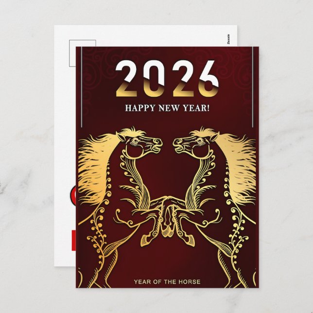 Cartão Postal De Festividades Year Of The Fire Horse 2026  (Frente/Verso)