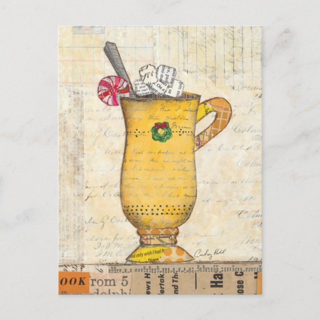 Cartão Postal De Festividades Yellow Holiday Cup (Frente)