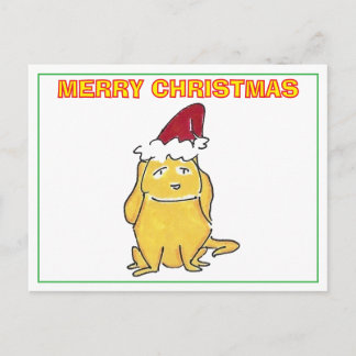 Cartão Postal De Festividades Yellow Lab With Christmas Cap Cartoon Christmas