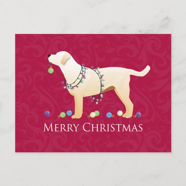 Cartão Postal De Festividades Yellow Labrador Retriever Feliz Design de Natal (Frente)
