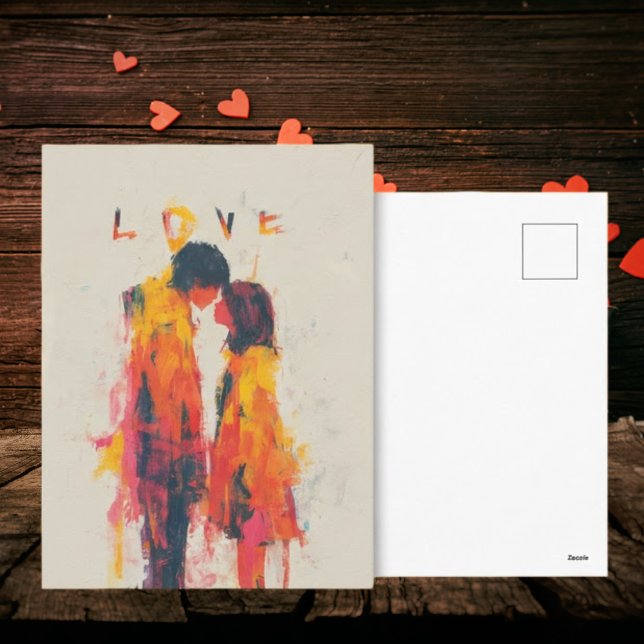 Cartão Postal De Festividades Yellow Orange Pink Abstract Love Valentine's Day (Criador carregado)