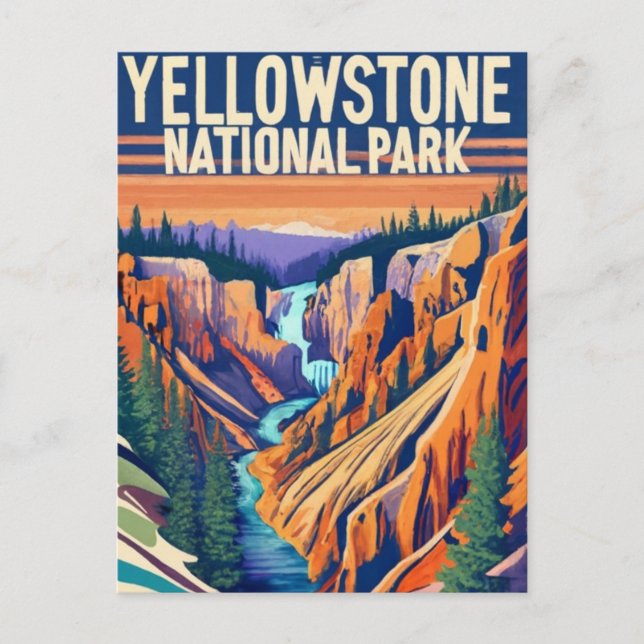 Cartão Postal De Festividades Yellowstone Nation Park Grand Canyon (Frente)