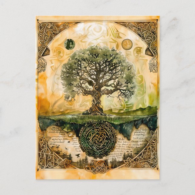Cartão Postal De Festividades Yggdrasil, a Árvore Norse da Vida (Frente)