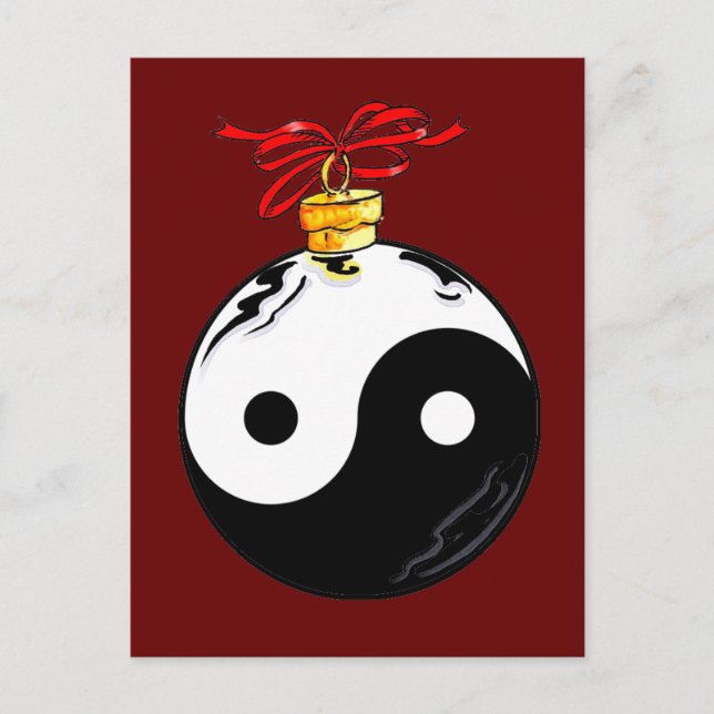 Cartão Postal De Festividades Yin & Yang Christmas Ball (Frente)