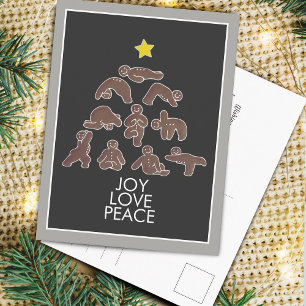 Cartão Postal De Festividades Yoga Gingerbread Alegria Amor Paz Cartão de Natal