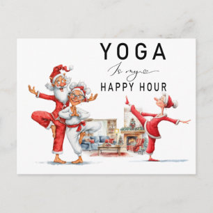 Cartão Postal De Festividades Yoga Natal Papai Noel Posando
