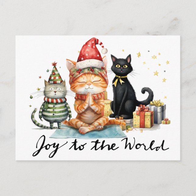 Cartão Postal De Festividades Yoga Natal Papai Noel Possuindo yoga (Frente)