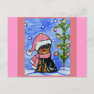 Cartão Postal De Festividades Yorkie Poo de Natal