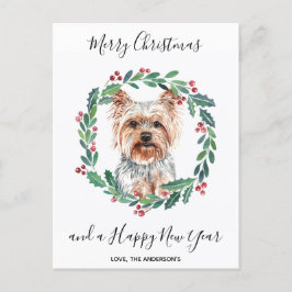 Cartão Postal De Festividades Yorkshire Terrier Dog Elegant Felry Christmas