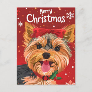 Cartão Postal De Festividades Yorkshire Terrier Natal