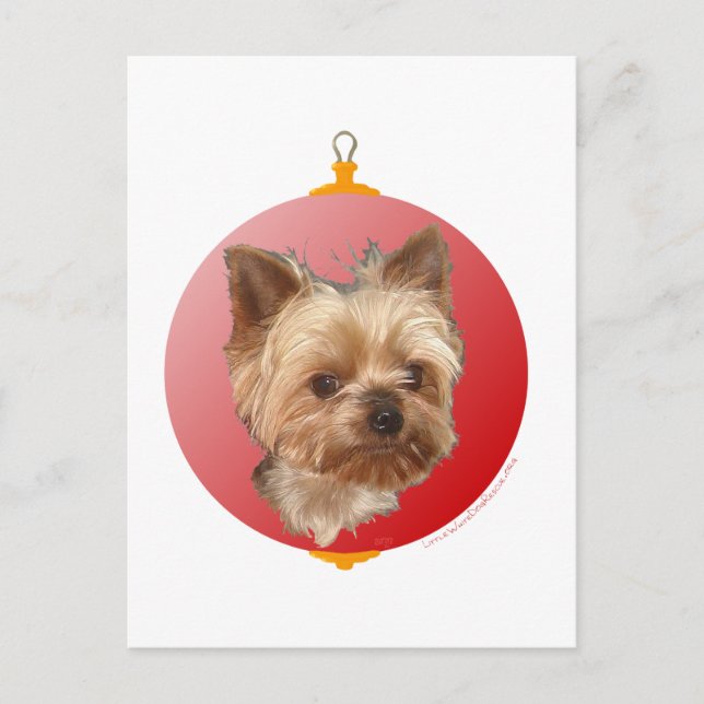 Cartão Postal De Festividades Yorkshire Terrier Natal (Frente)