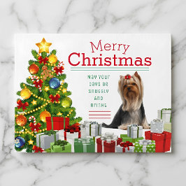 Cartão Postal De Festividades Yorkshire Terrier Natal Saudação