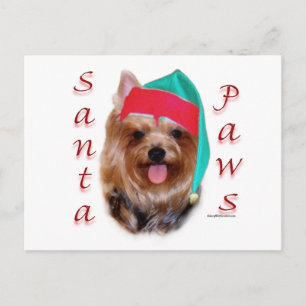 Cartão Postal De Festividades Yorkshire Terrier Papais noeis Paws