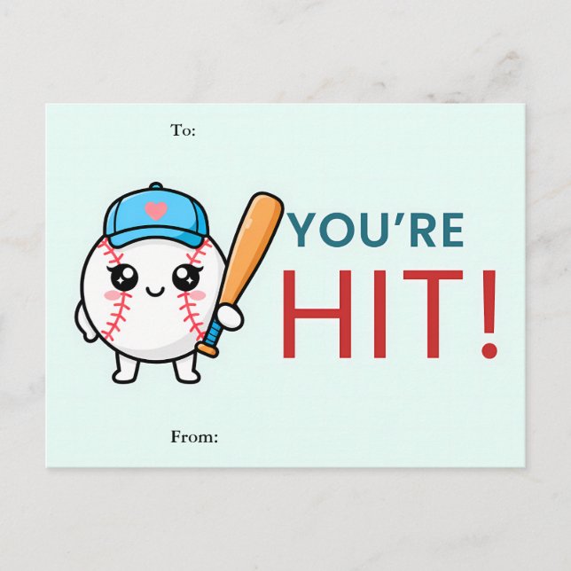 Cartão Postal De Festividades You’re a Hit Baseball Valentine Card (Frente)