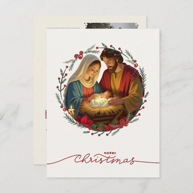 Cartão Postal De Festividades Your Photo Nativity Scene Baby Jesus in the Manger (Frente/Verso)