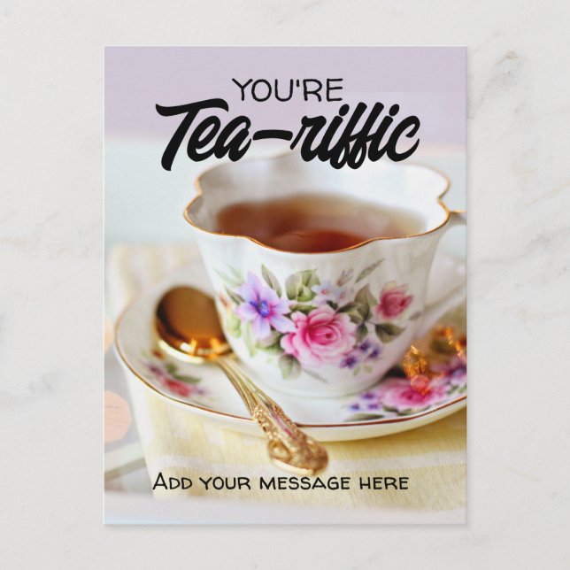 Cartão Postal De Festividades you're tea-riffic referral card business marketing (Frente)